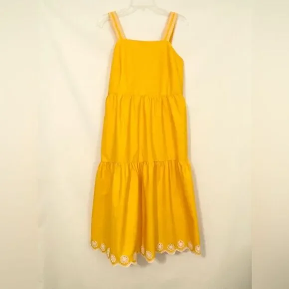 J. Crew yellow dress with white eyelet embroidery details size 4 MIDI. - Picture 2 of 6